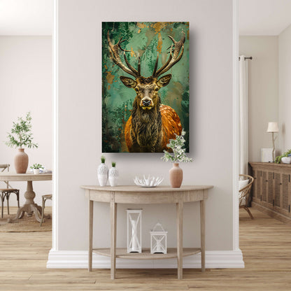 Hert met kleurrijke abstracte achtergrond poster