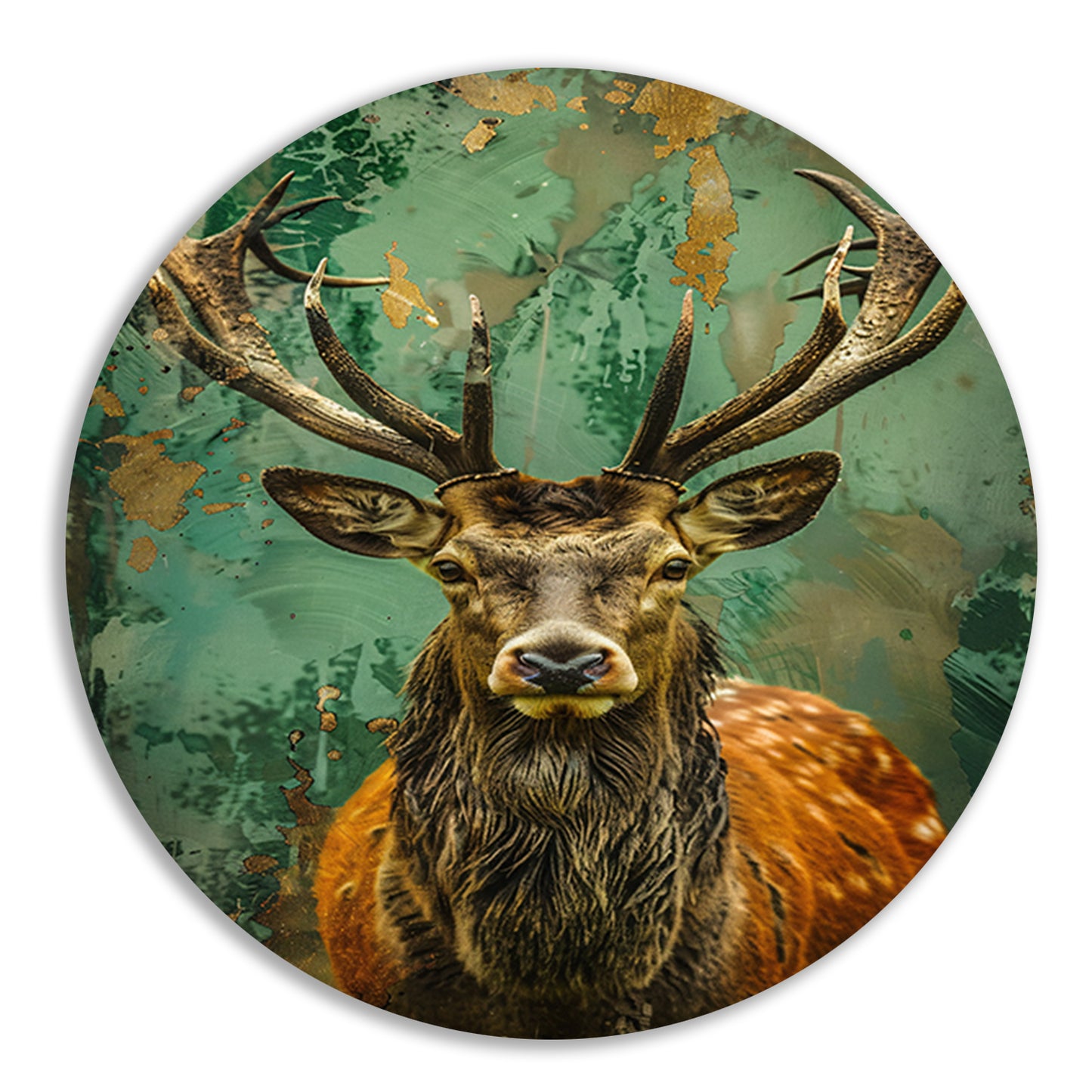 Hert met kleurrijke abstracte achtergrond aluminium muurcirkel