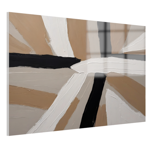 Abstracte Harmonie in Beige, Zwart en Wit acrylglas