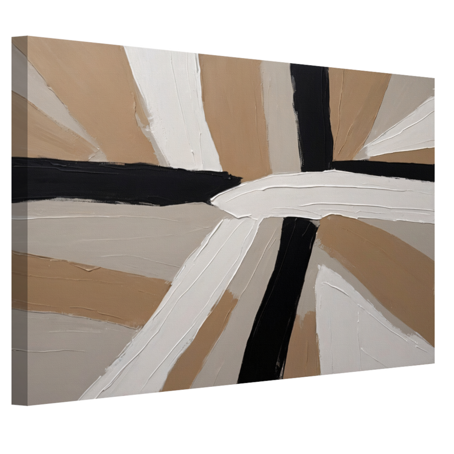 Abstracte Harmonie in Beige, Zwart en Wit canvas