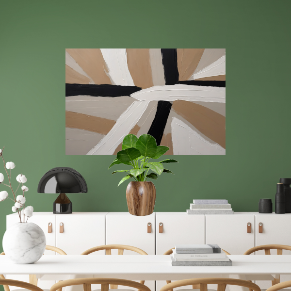 Abstracte Harmonie in Beige, Zwart en Wit poster