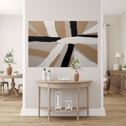 Abstracte Harmonie in Beige, Zwart en Wit poster