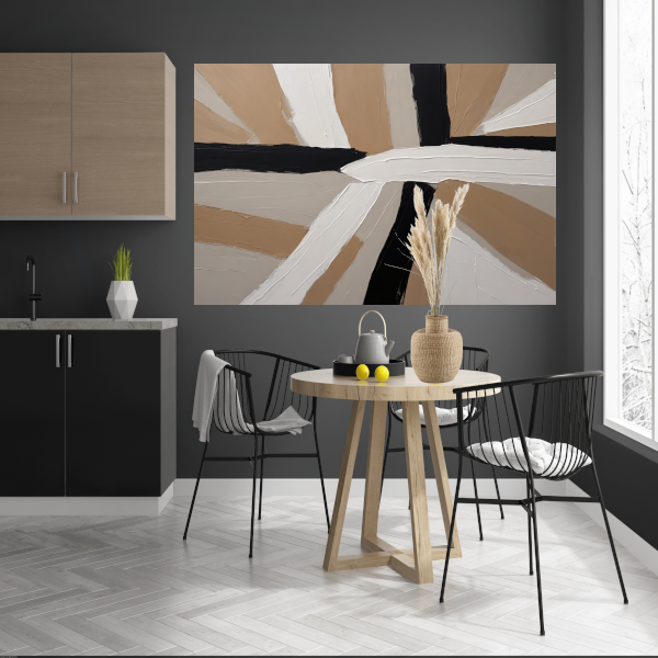 Abstracte Harmonie in Beige, Zwart en Wit poster