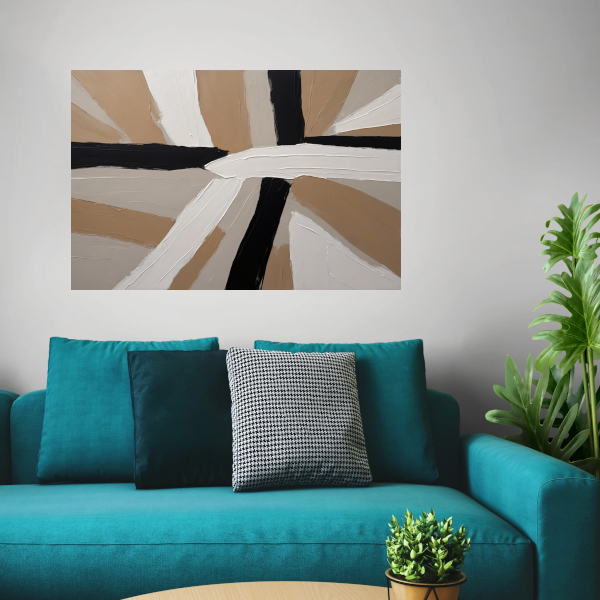 Abstracte Harmonie in Beige, Zwart en Wit poster