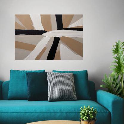Abstracte Harmonie in Beige, Zwart en Wit poster