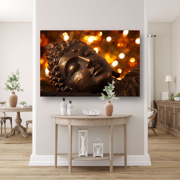 Serene Boeddha met gouden achtergrond acrylglas