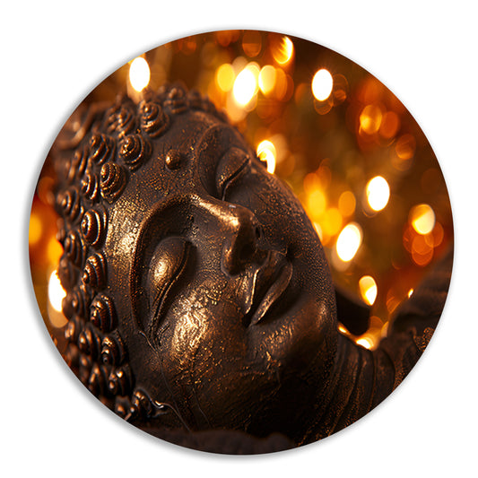 Serene Boeddha met gouden achtergrond forex muurcirkel