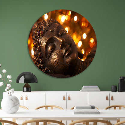 Serene Boeddha met gouden achtergrond forex muurcirkel