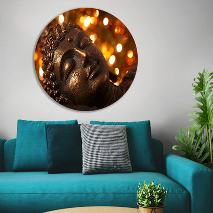 Serene Boeddha met gouden achtergrond forex muurcirkel
