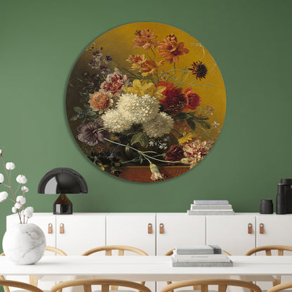 Stilleven met bloemen - Georgius Jacobus Johannes van Os aluminium muurcirkel