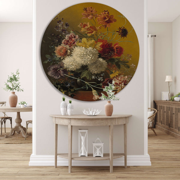 Stilleven met bloemen - Georgius Jacobus Johannes van Os aluminium muurcirkel