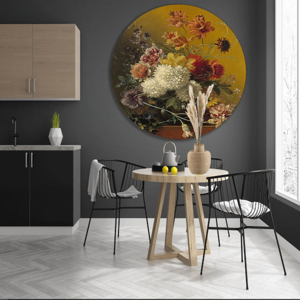 Stilleven met bloemen - Georgius Jacobus Johannes van Os aluminium muurcirkel