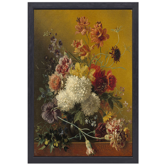 Stilleven met bloemen - Georgius Jacobus Johannes van Os canvas met baklijst