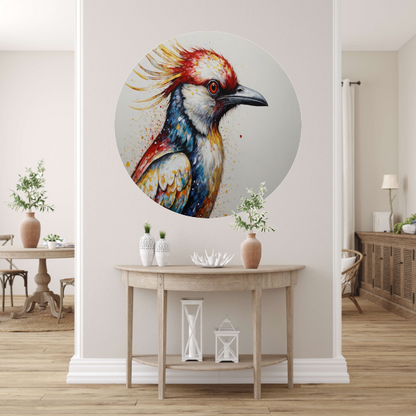 Kleurrijke Abstracte Vogel in Beweging forex muurcirkel