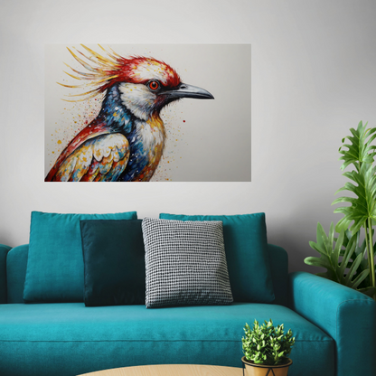 Kleurrijke Abstracte Vogel in Beweging poster