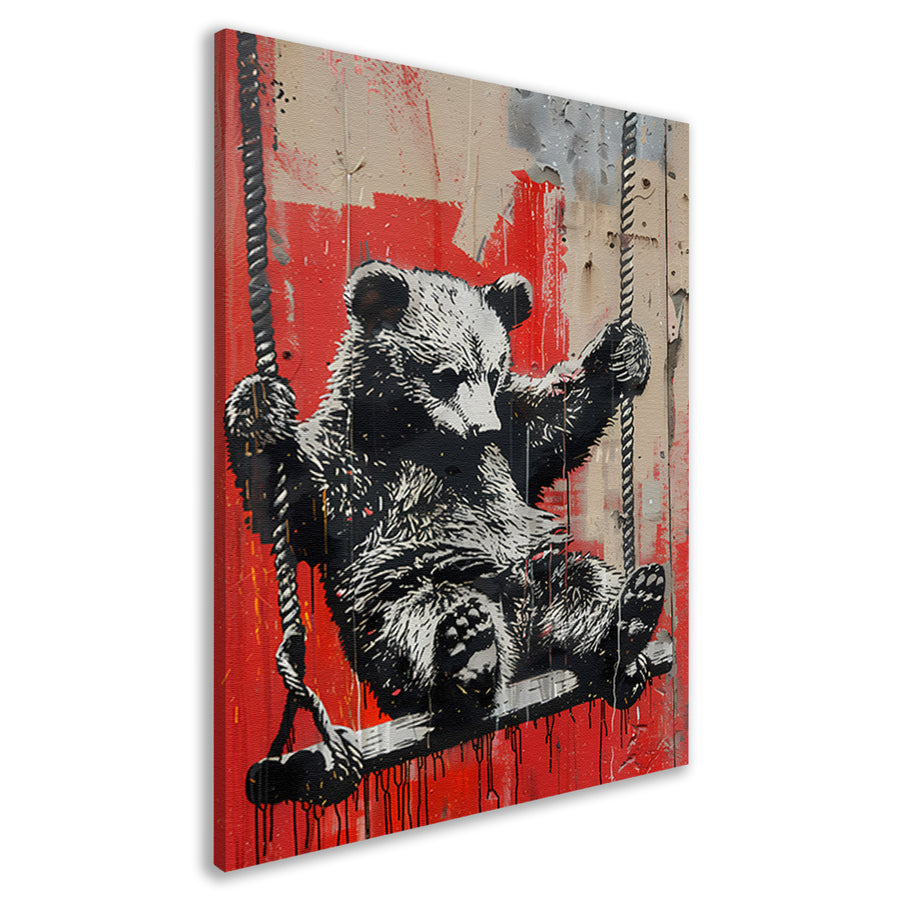 Beer op een schommel canvas