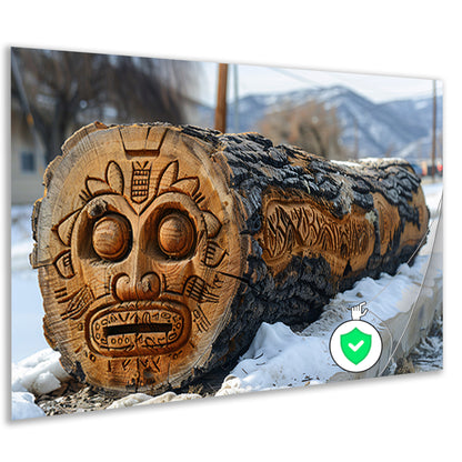 Houten boomstam met gezicht poster