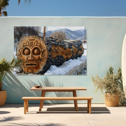 Houten boomstam met gezicht tuinposter