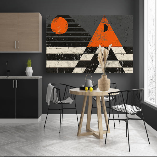 Minimalistisch geometrisch ontwerp met oranje accenten poster