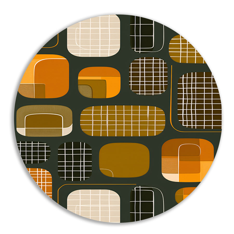Abstract Retro Vormen en Lijnen aluminium muurcirkel