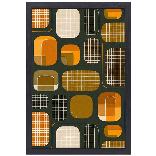 Abstract Retro Vormen en Lijnen canvas met baklijst