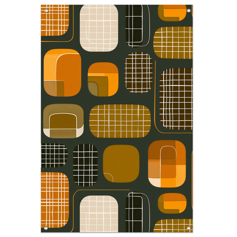 Abstract Retro Vormen en Lijnen tuinposter