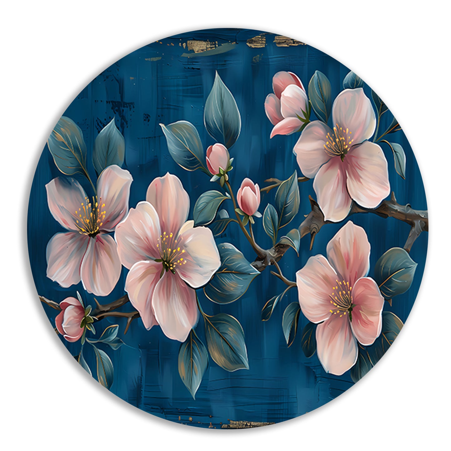 Prachtige bloemen op blauwe achtergrond forex muurcirkel