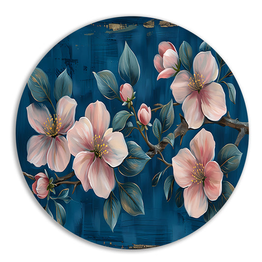 Prachtige bloemen op blauwe achtergrond forex muurcirkel