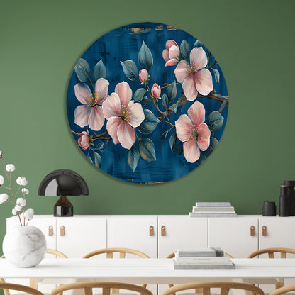 Prachtige bloemen op blauwe achtergrond forex muurcirkel