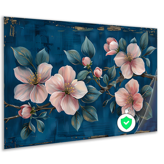 Prachtige bloemen op blauwe achtergrond poster