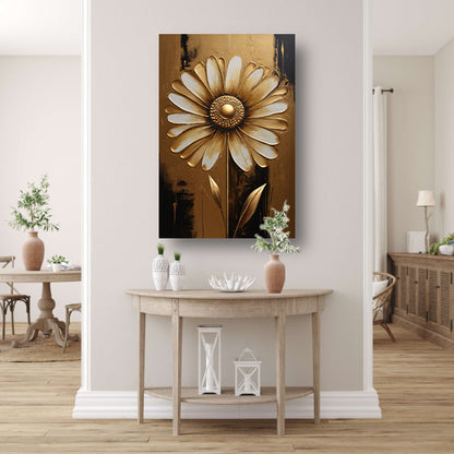Abstracte Gouden Bloem op Sepia Achtergrond canvas