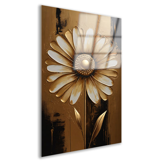 Abstracte Gouden Bloem op Sepia Achtergrond Acrylglas