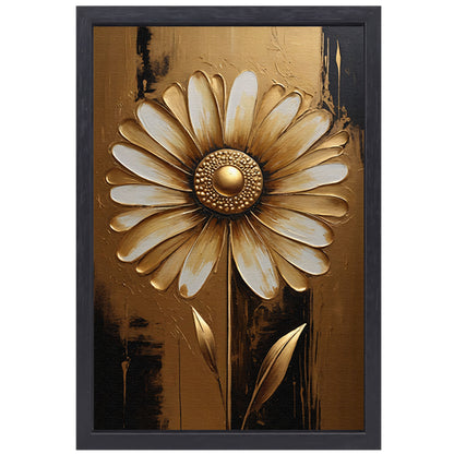 Abstracte Gouden Bloem op Sepia Achtergrond canvas met baklijst