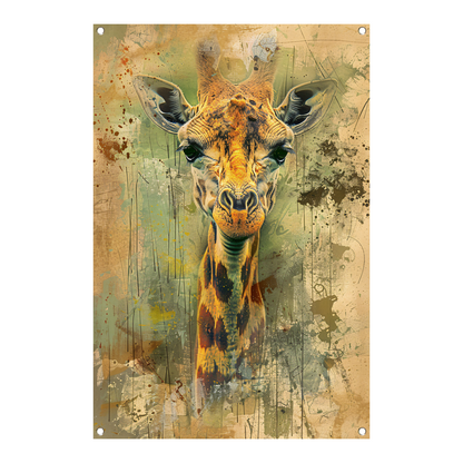 Abstract giraffe portret op rustieke achtergrond tuinposter