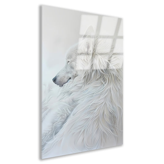 Minimalistisch schilderij van een slapende hond acrylglas