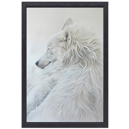 Minimalistisch schilderij van een slapende hond canvas met baklijst