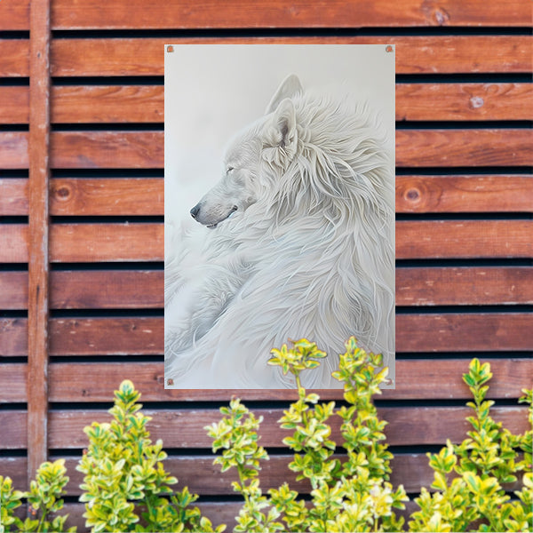 Minimalistisch schilderij van een slapende hond tuinposter