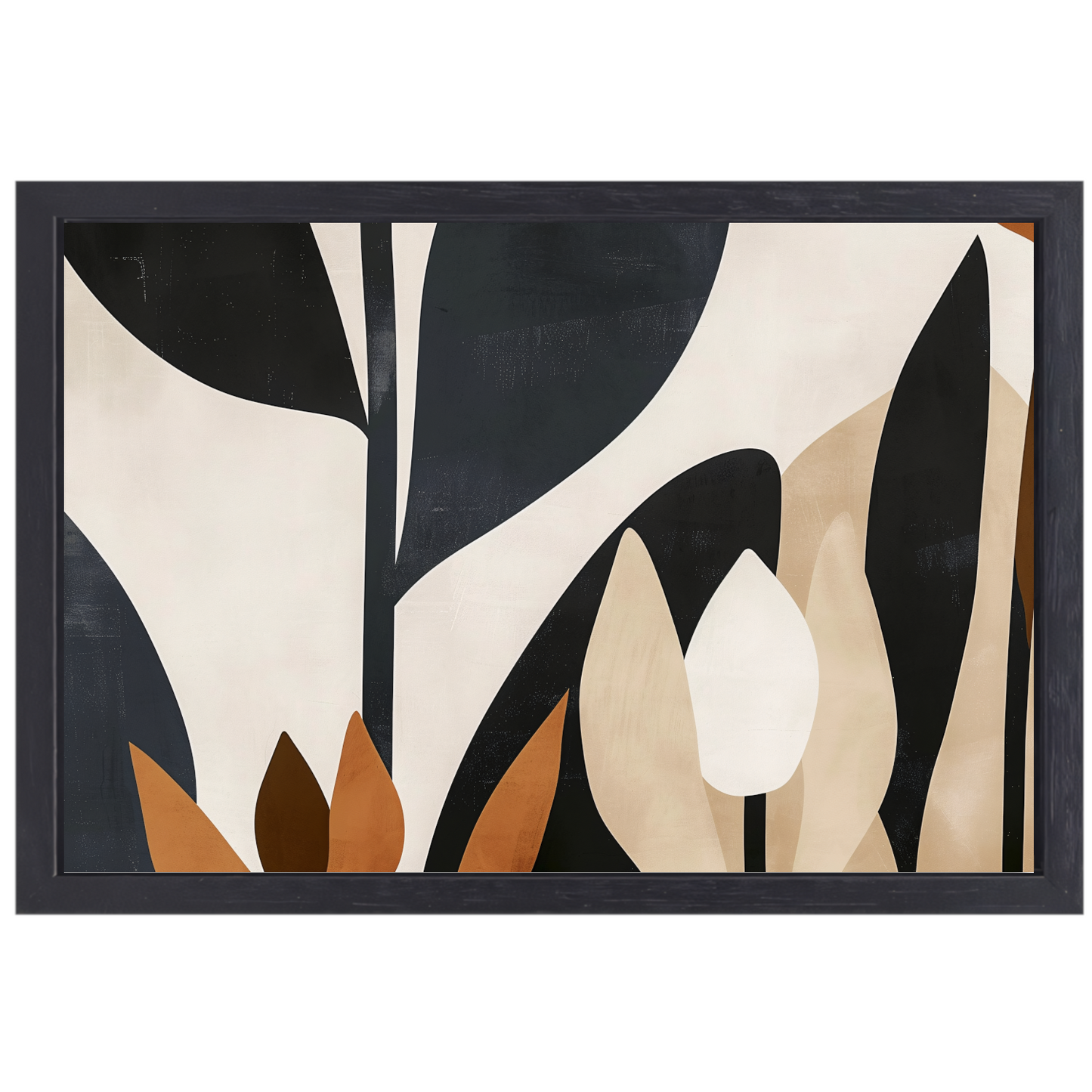 Abstracte Monochrome Tulpen Compositie canvas met baklijst