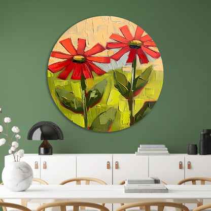 Levendige abstracte bloemen in expressieve kleuren forex muurcirkel