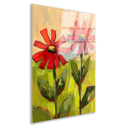 Levendige abstracte bloemen in expressieve kleuren acrylglas