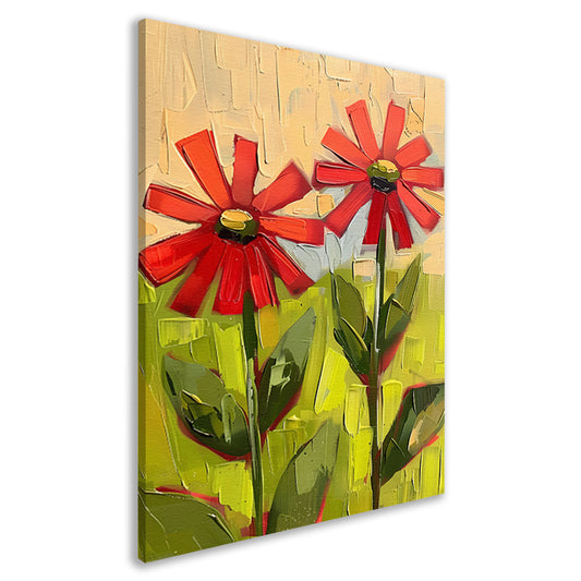 Levendige abstracte bloemen in expressieve kleuren canvas