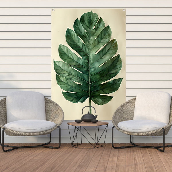 Realistisch  van een groen blad tuinposter