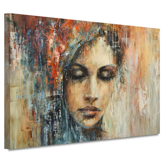Abstracte Contemplatie in Vloeiende Kleuren canvas