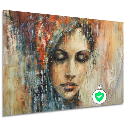 Abstracte Contemplatie in Vloeiende Kleuren poster