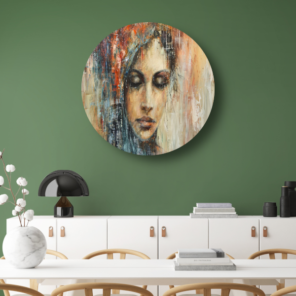 Abstracte Contemplatie in Vloeiende Kleuren aluminium muurcirkel