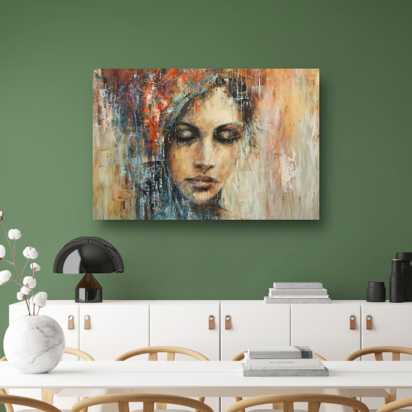 Abstracte Contemplatie in Vloeiende Kleuren canvas