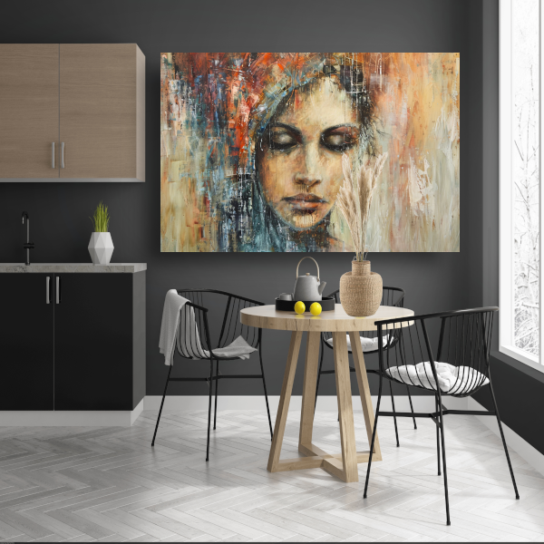 Abstracte Contemplatie in Vloeiende Kleuren canvas
