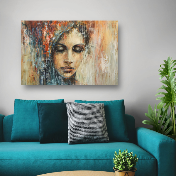 Abstracte Contemplatie in Vloeiende Kleuren canvas
