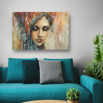 Abstracte Contemplatie in Vloeiende Kleuren canvas