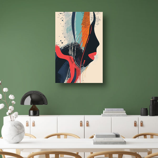 Abstract Portret van een Vrouw in Verf canvas met baklijst